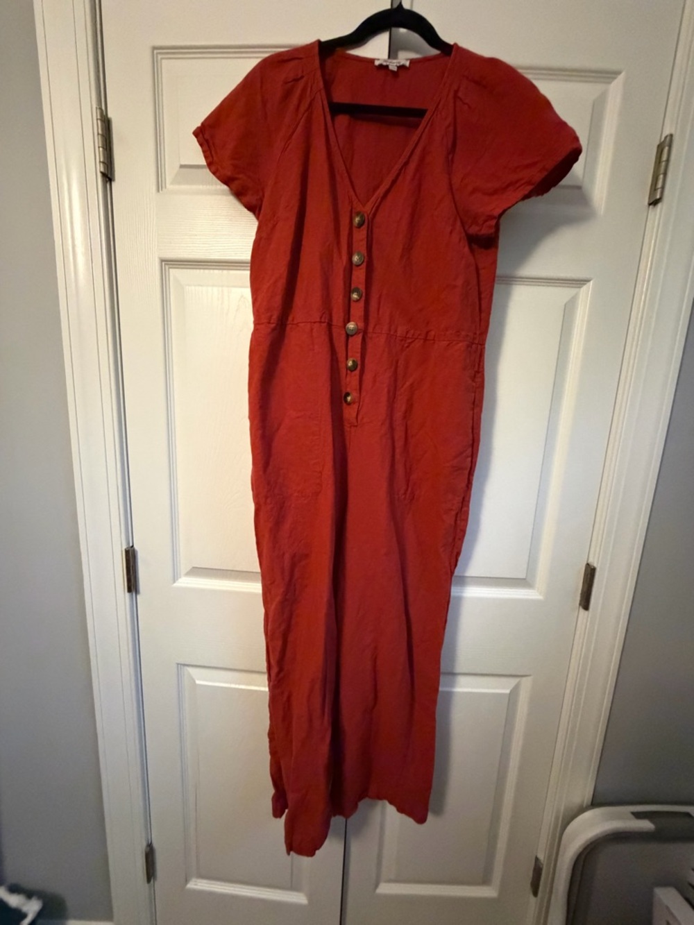 Madewell Rust Button Front Wide Leg Jumpsuit 10